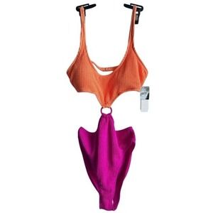 Salt + Cove Juniors Peach Colorblocked One Piece Monokini Multicolor Size XL New
